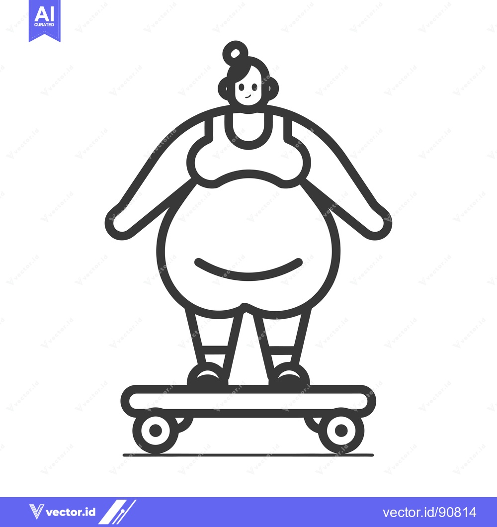 Premium Vector of Overweight Woman in a Sports Bra Skateboarding