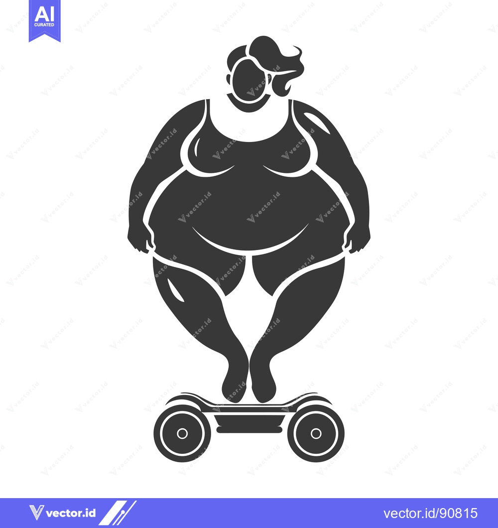 Premium Vector of Overweight woman riding a hoverboard