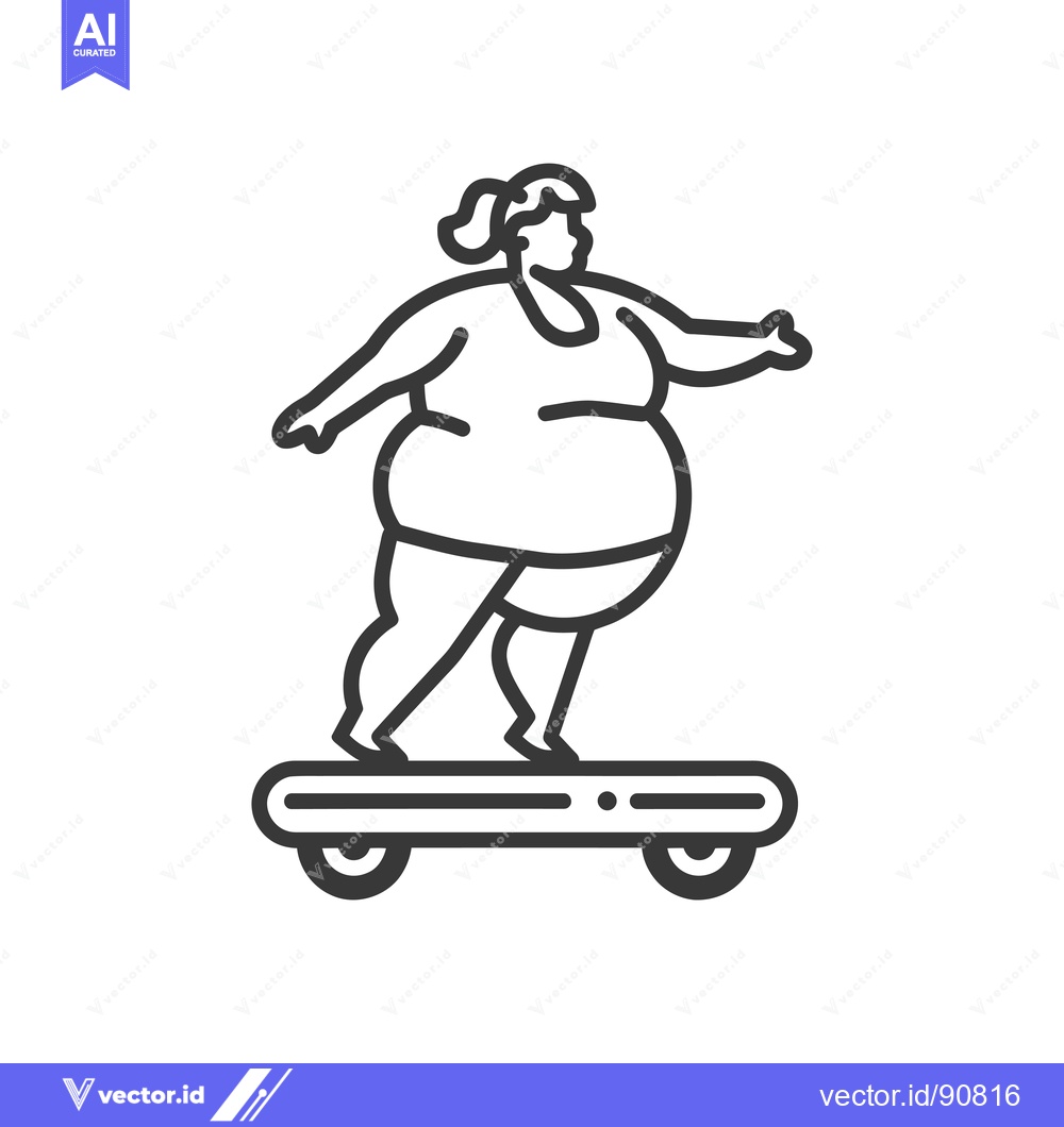 Premium Vector of Overweight Woman Riding a Hoverboard