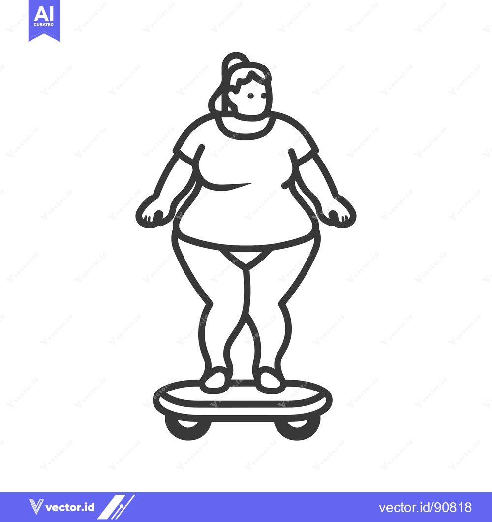 Premium Vector dari Overweight Woman Riding a Hoverboard