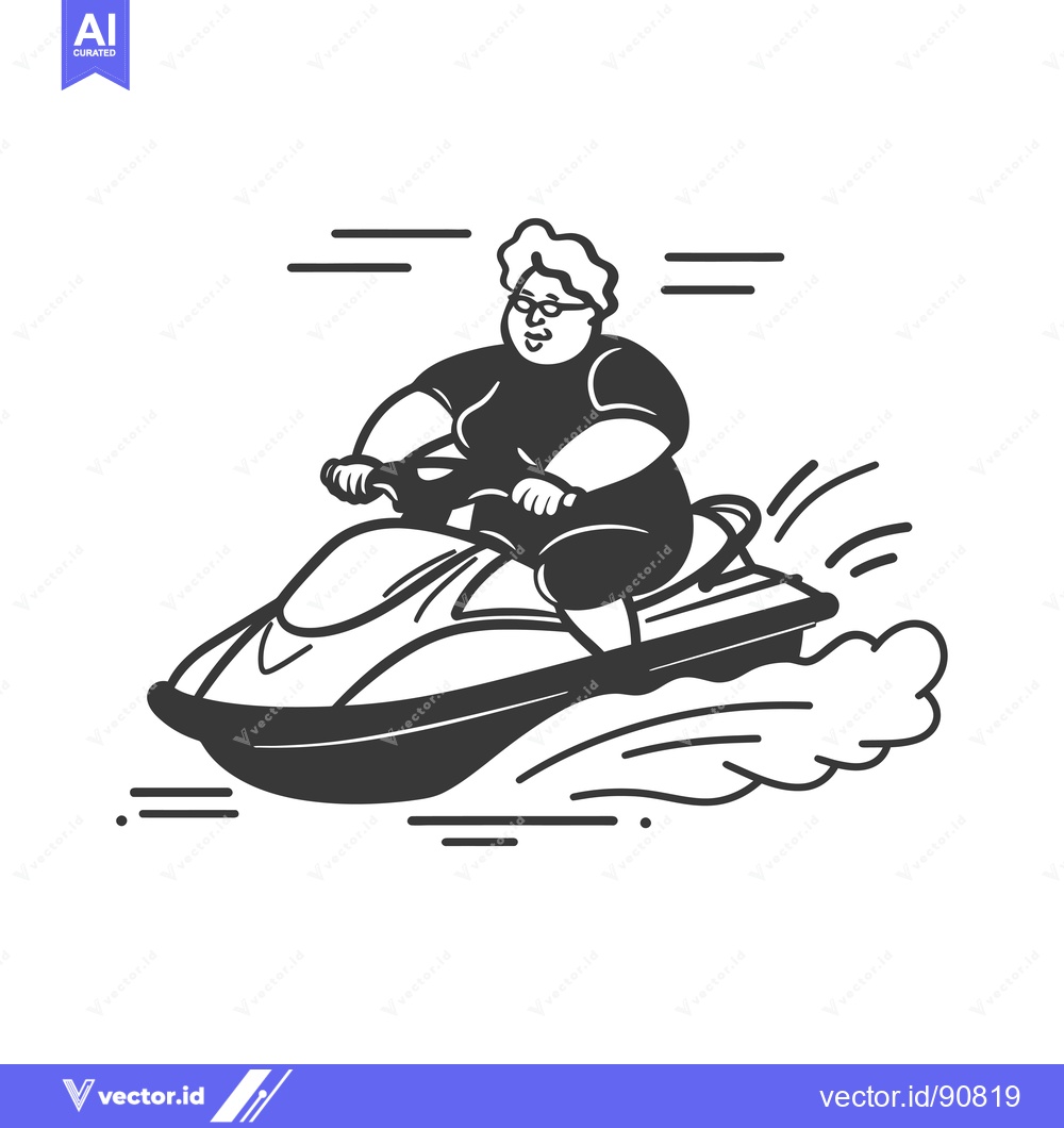 Premium Vector dari Overweight Woman Riding A Jet Ski On Water