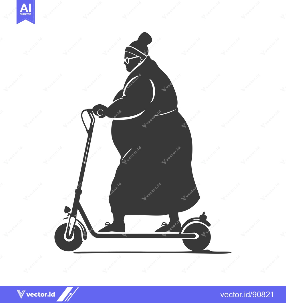 Premium Vector dari Overweight Woman Riding an Electric Scooter
