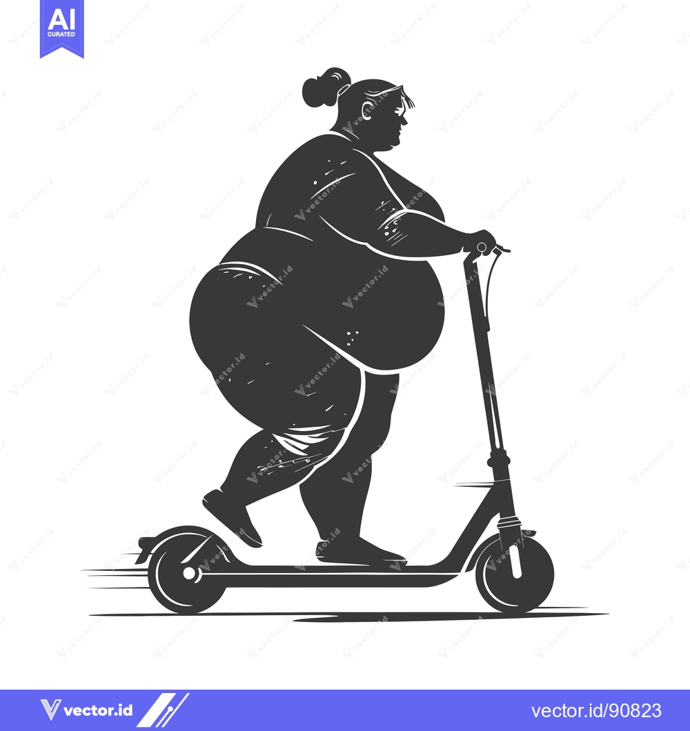 Premium Vector dari Overweight Woman Riding an Electric Scooter