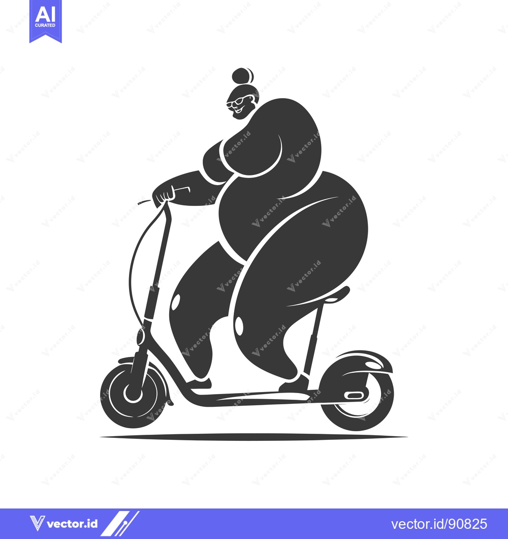 Premium Vector dari Overweight Woman Riding an Electric Scooter