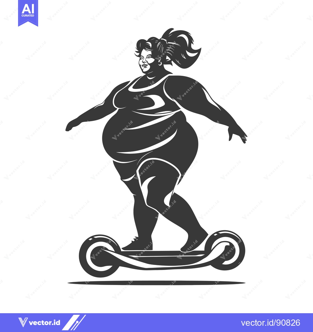 Premium Vector dari Overweight Woman Riding an Electric Scooter