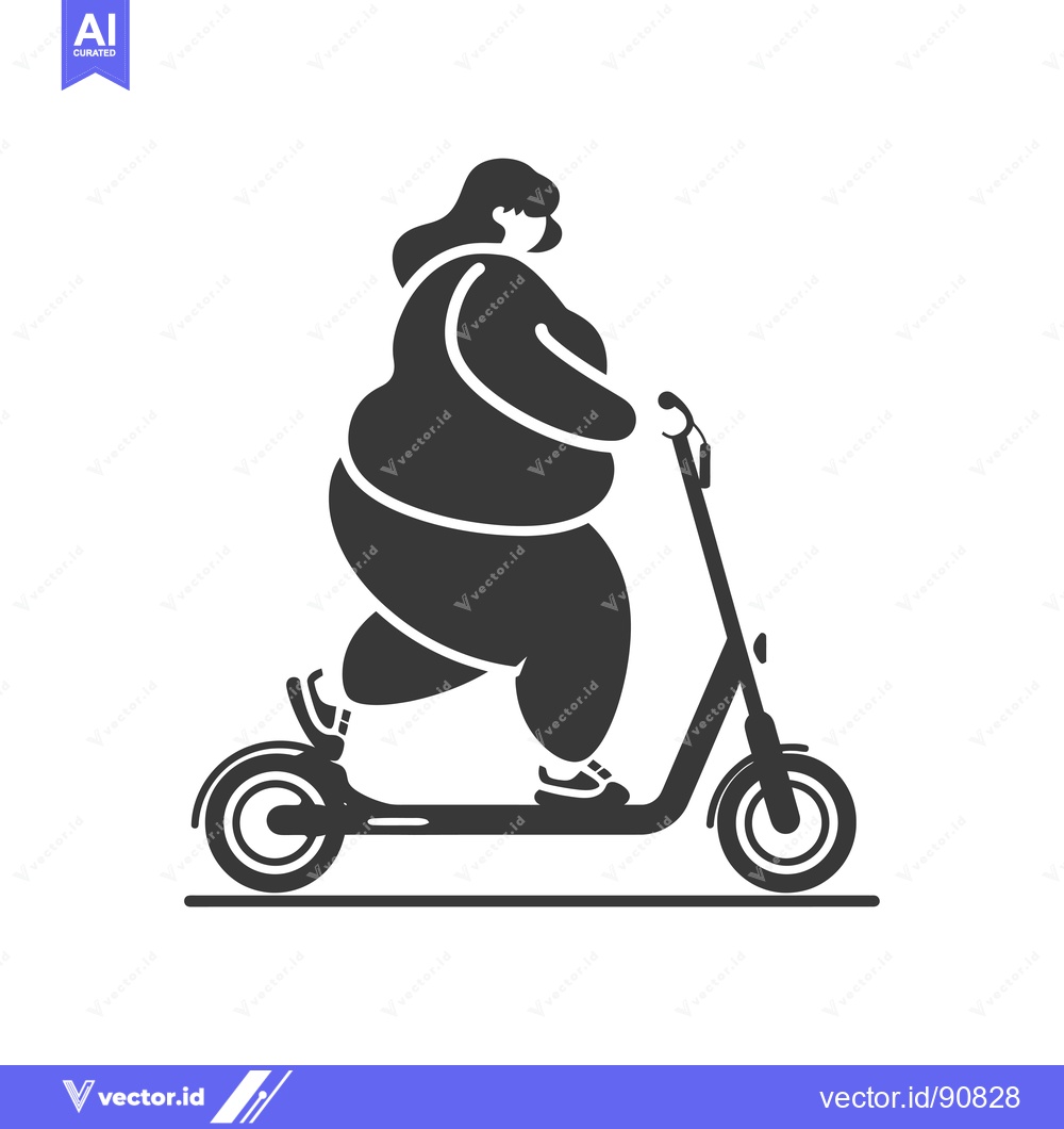 Premium Vector dari Overweight Woman Riding an Electric Scooter