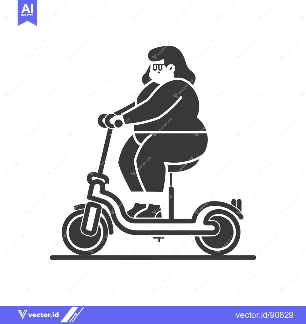 Premium Vector dari Overweight Woman Riding an Electric Scooter