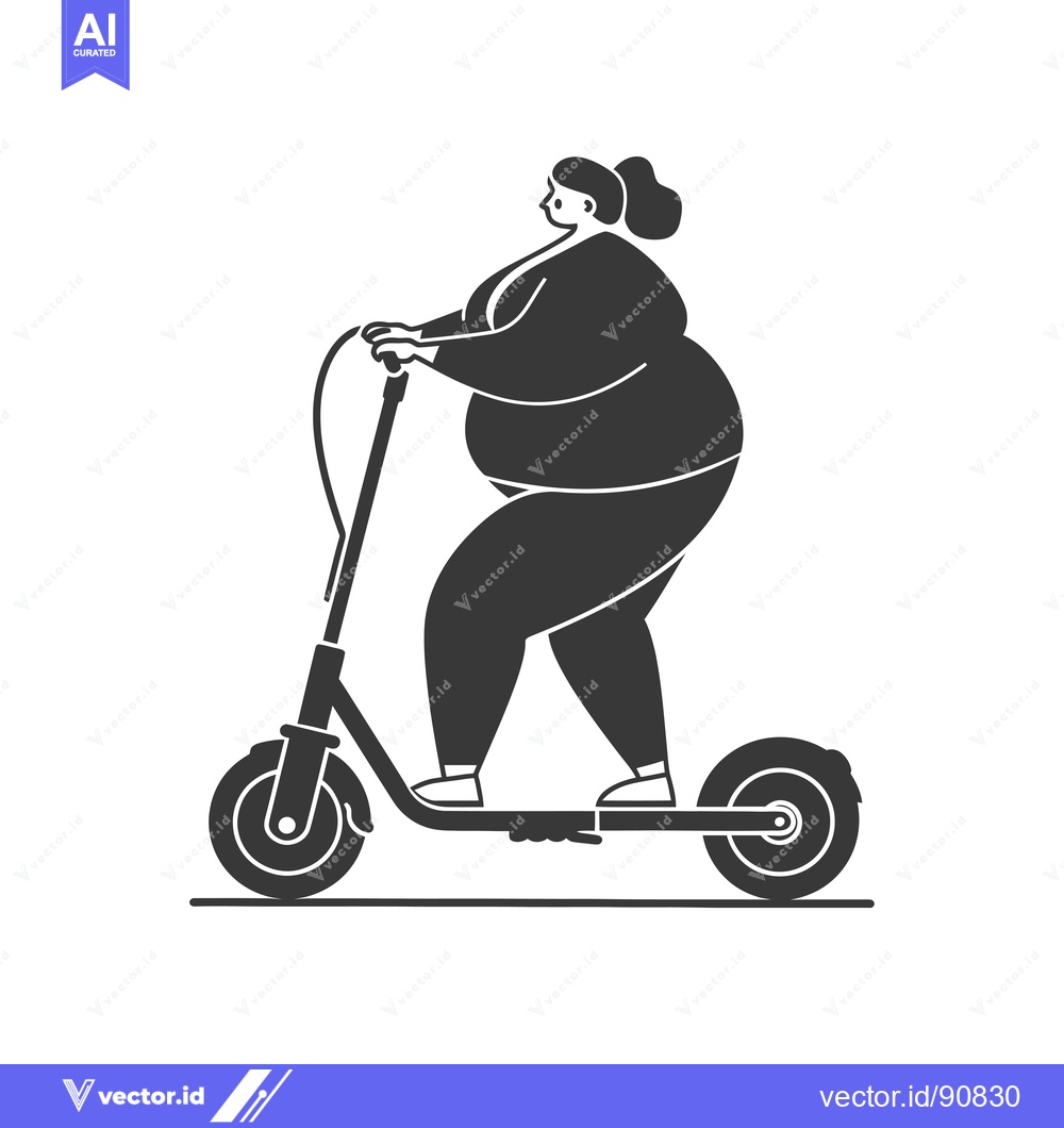 Premium Vector dari Overweight Woman Riding an Electric Scooter