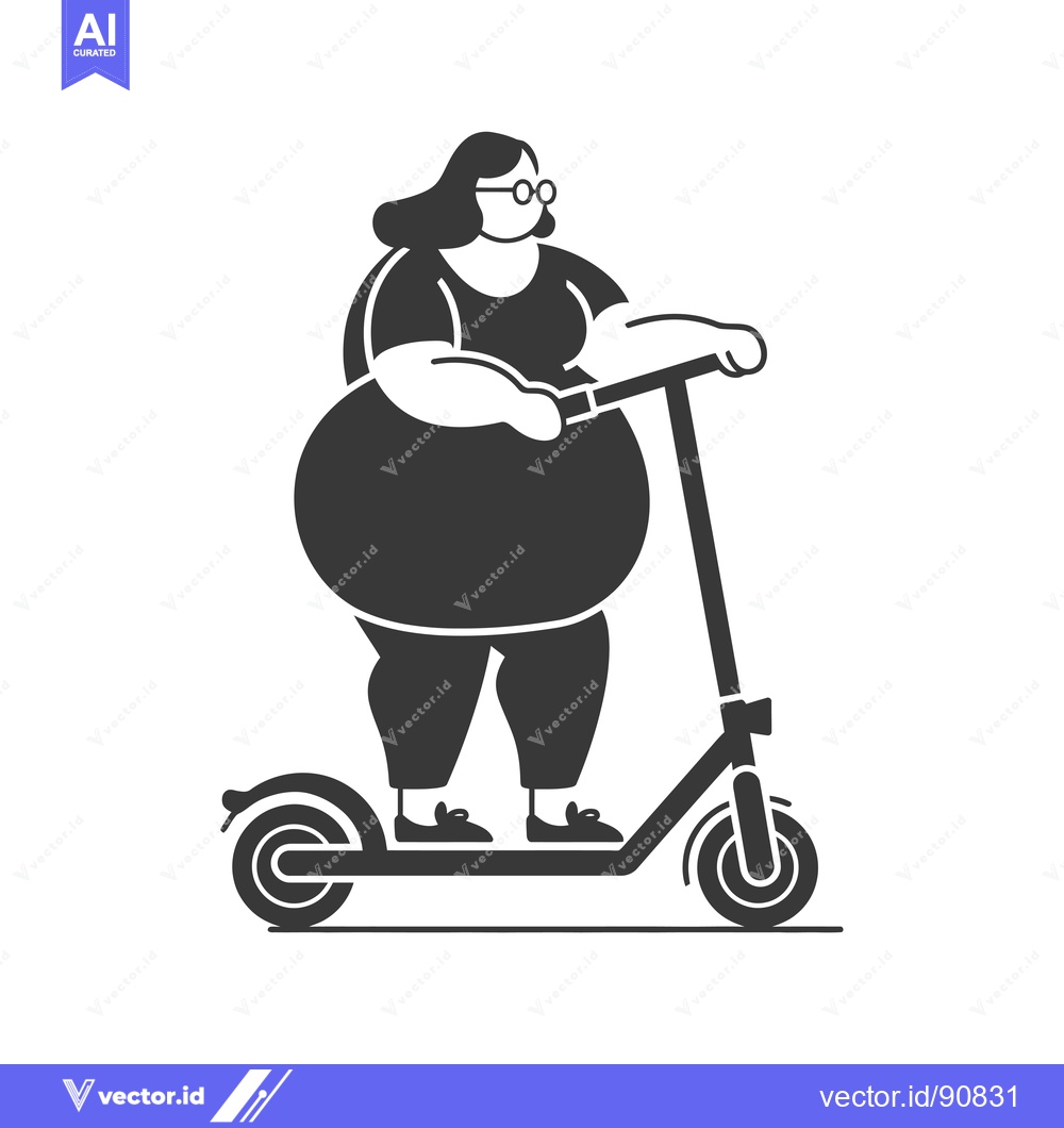 Premium Vector dari Overweight Woman Riding an Electric Scooter