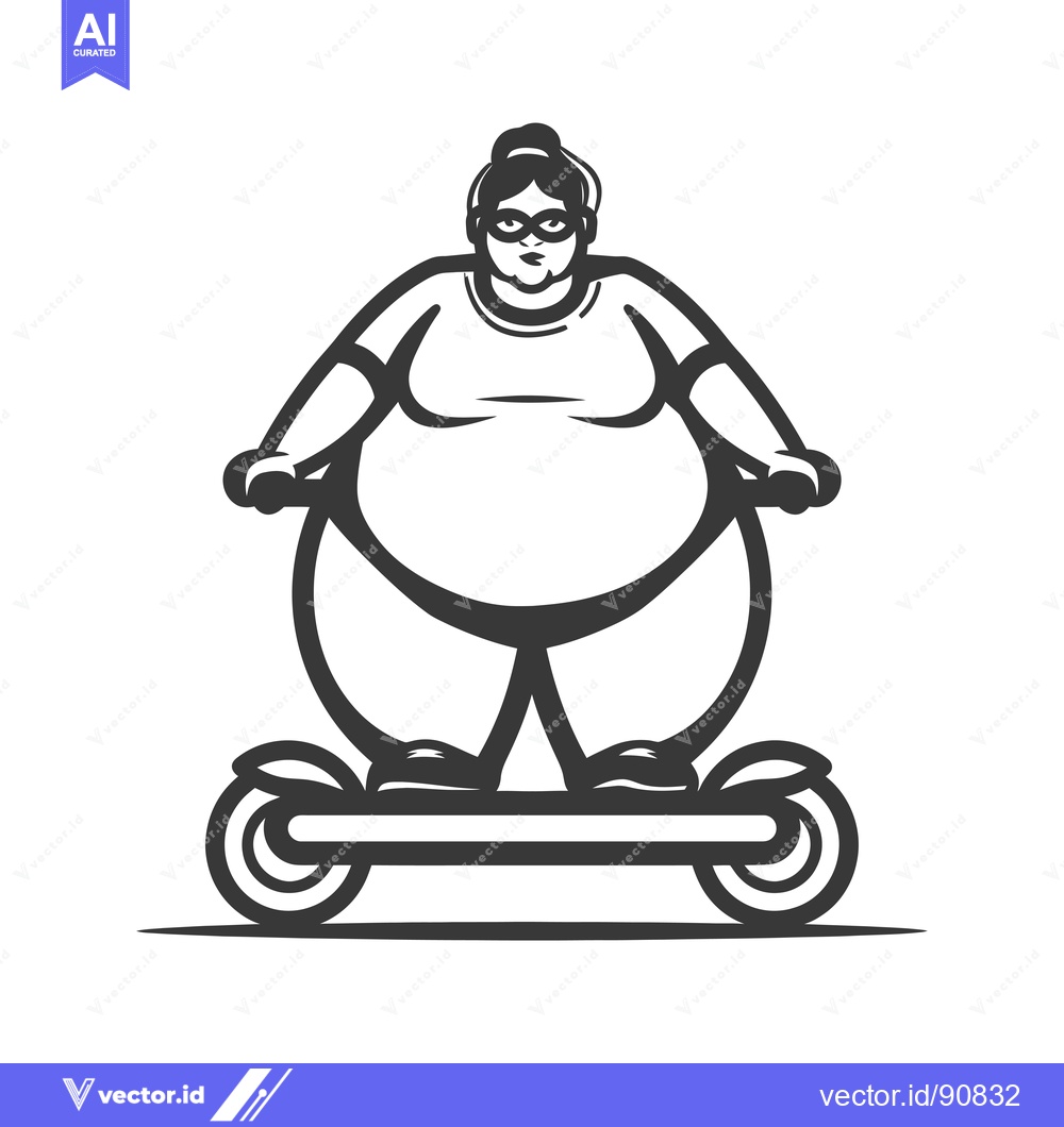 Premium Vector dari Overweight Woman Riding an Electric Scooter