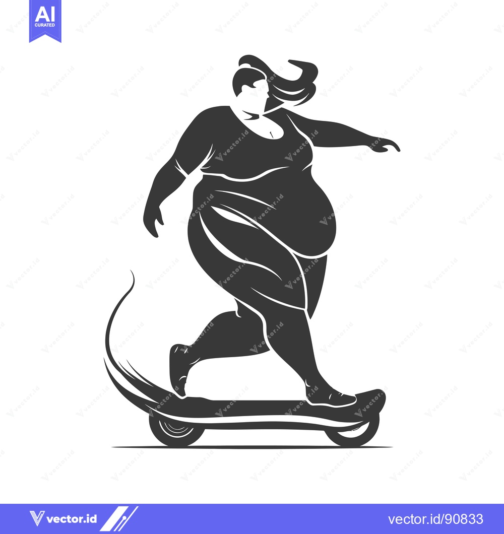 Premium Vector dari Overweight Woman Riding an Electric Skateboard