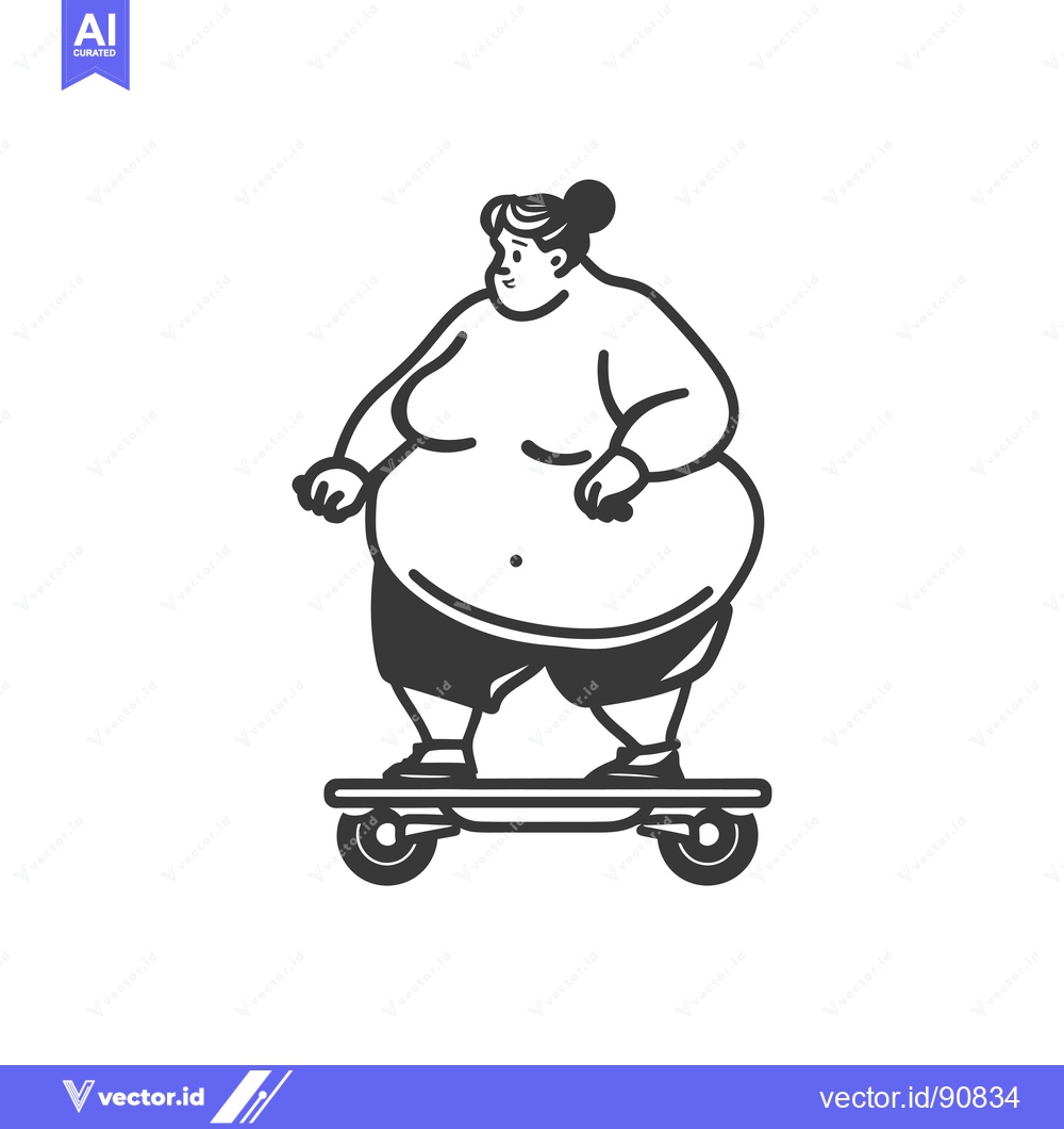 Premium Vector dari Overweight Woman Riding an Electric Skateboard