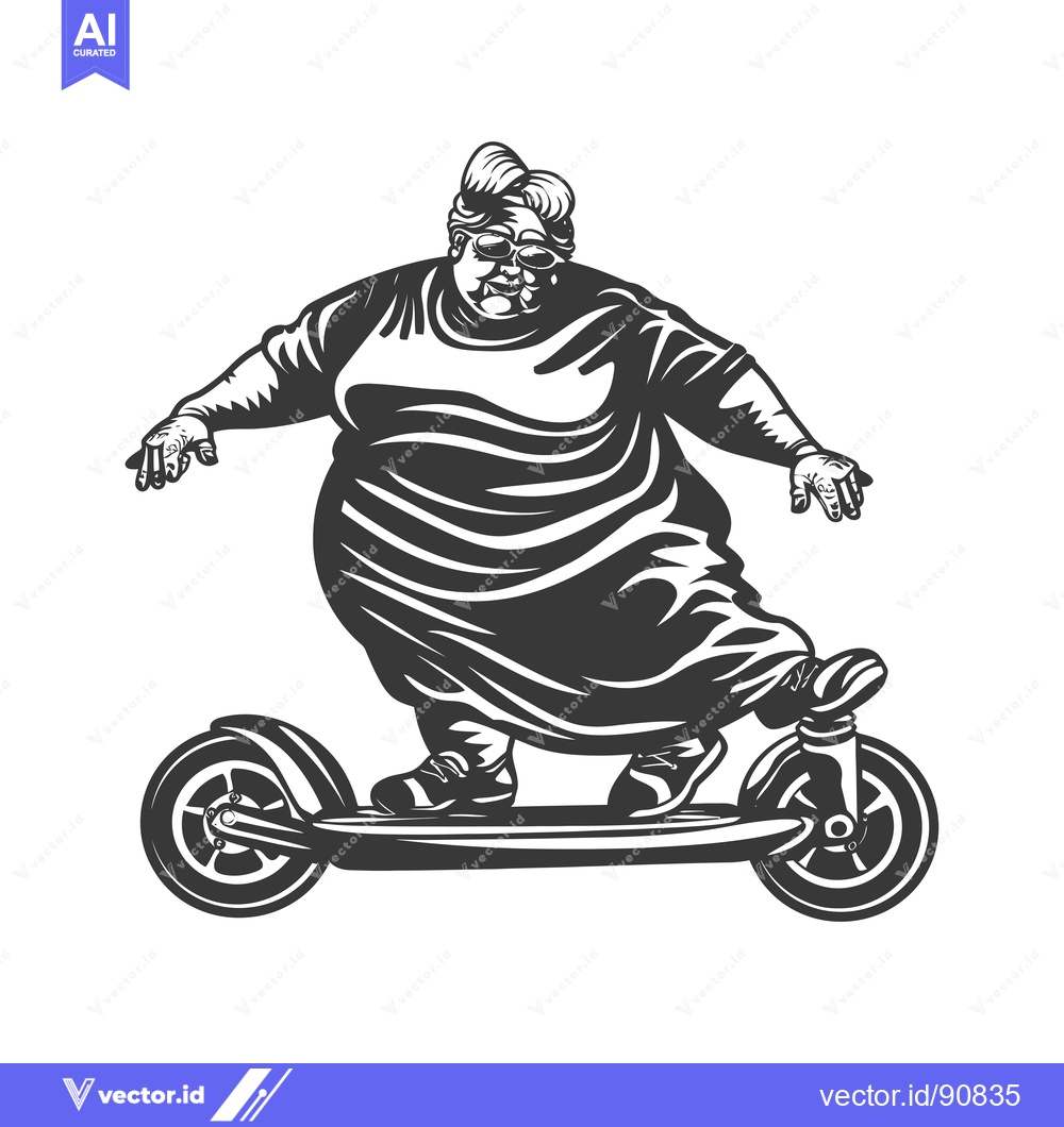 Premium Vector dari Overweight Woman Riding a Scooter