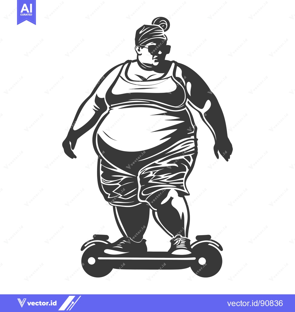 Premium Vector dari Overweight Woman Riding a Self-Balancing Scooter