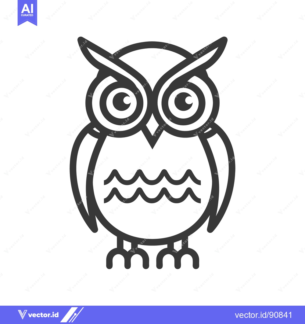 Premium Vector dari A simple outline drawing depicting a stylized owl illustration