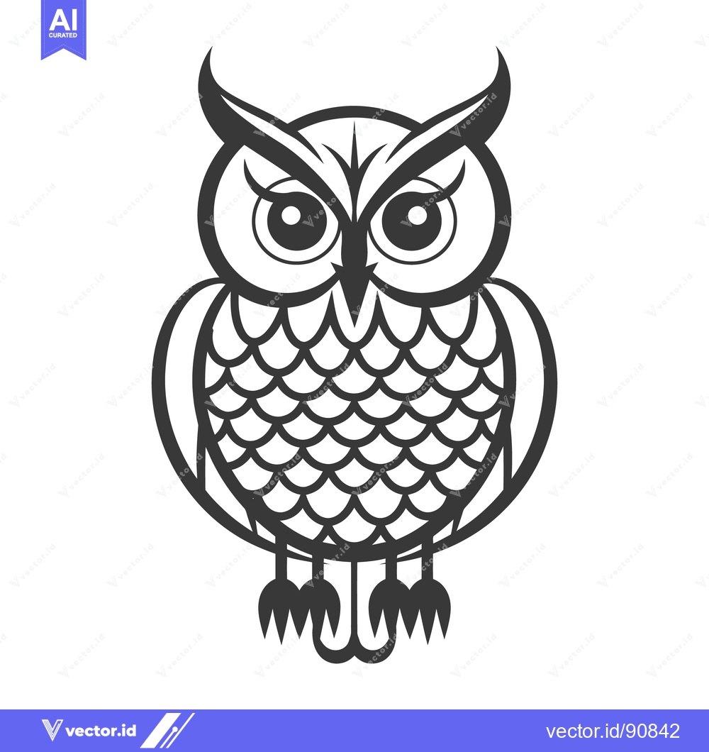 Premium Vector dari A stylized monochrome illustration of a wise looking owl