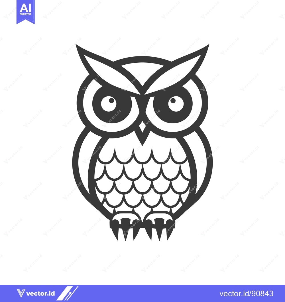 Premium Vector of A stylized illustration of an owl in monochromatic shades