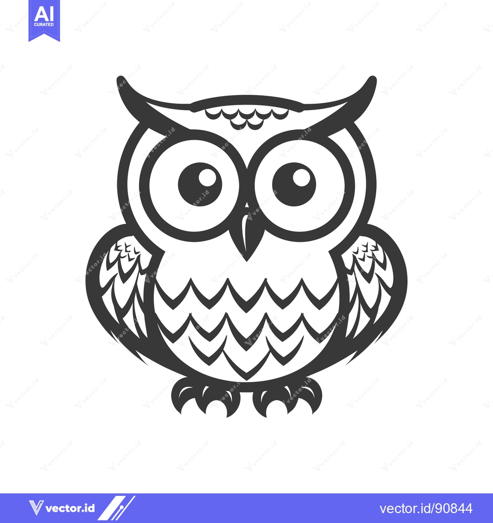 Premium Vector of A graphic illustration shows a stylized owl facing forward with large