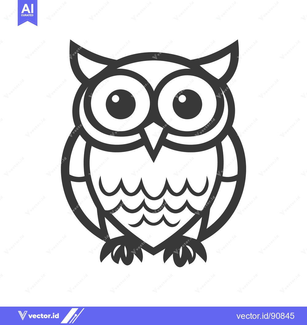 Premium Vector dari A symmetrical black and white illustration depicting an owl
