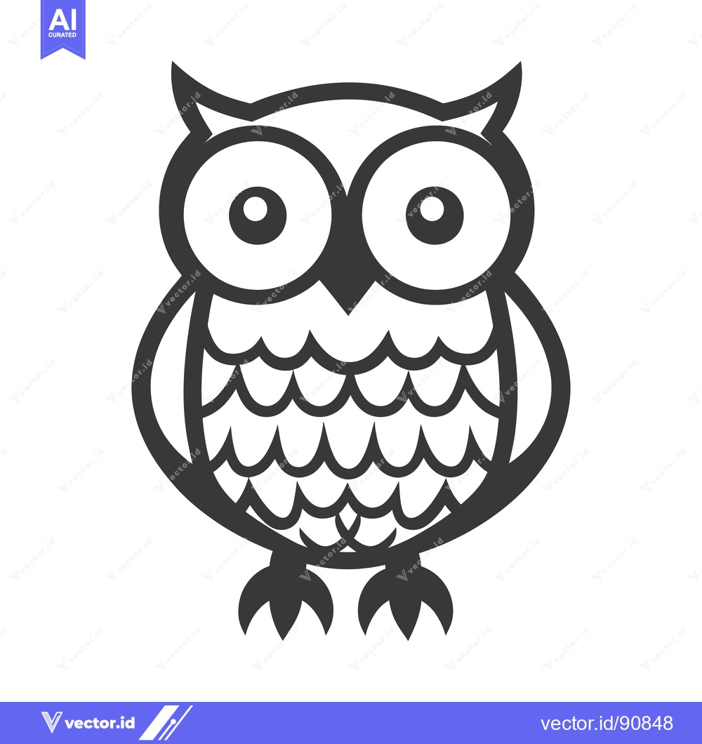 Premium Vector dari A Simple Black and White Graphic Depicting a Friendly Owl