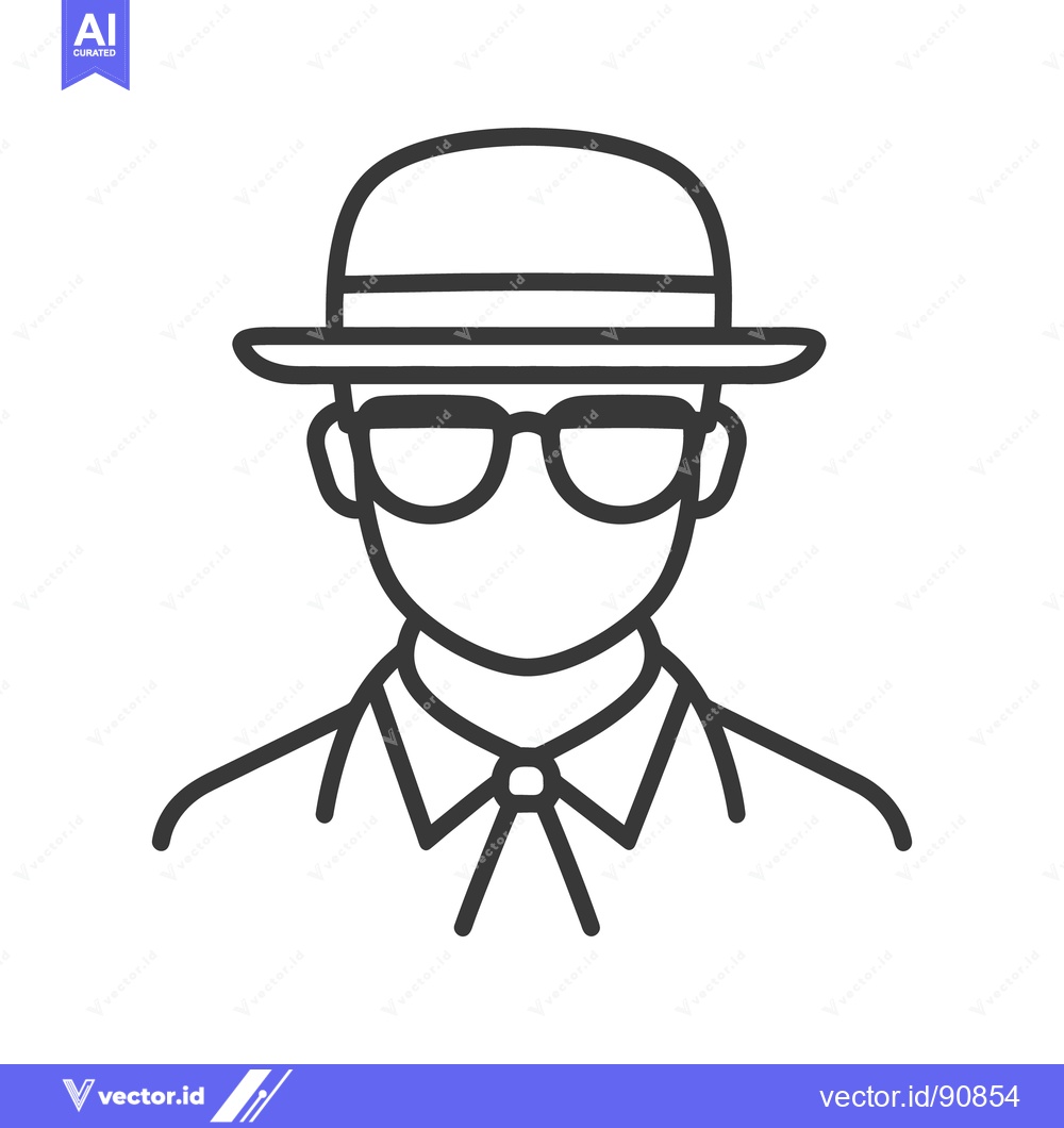 Premium Vector dari A simple line drawing of a person wearing a hat and glasses