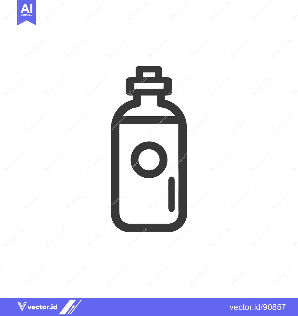 Premium Vector of Minimalist Black Outline Icon of a Bottle with Circle Detail on White