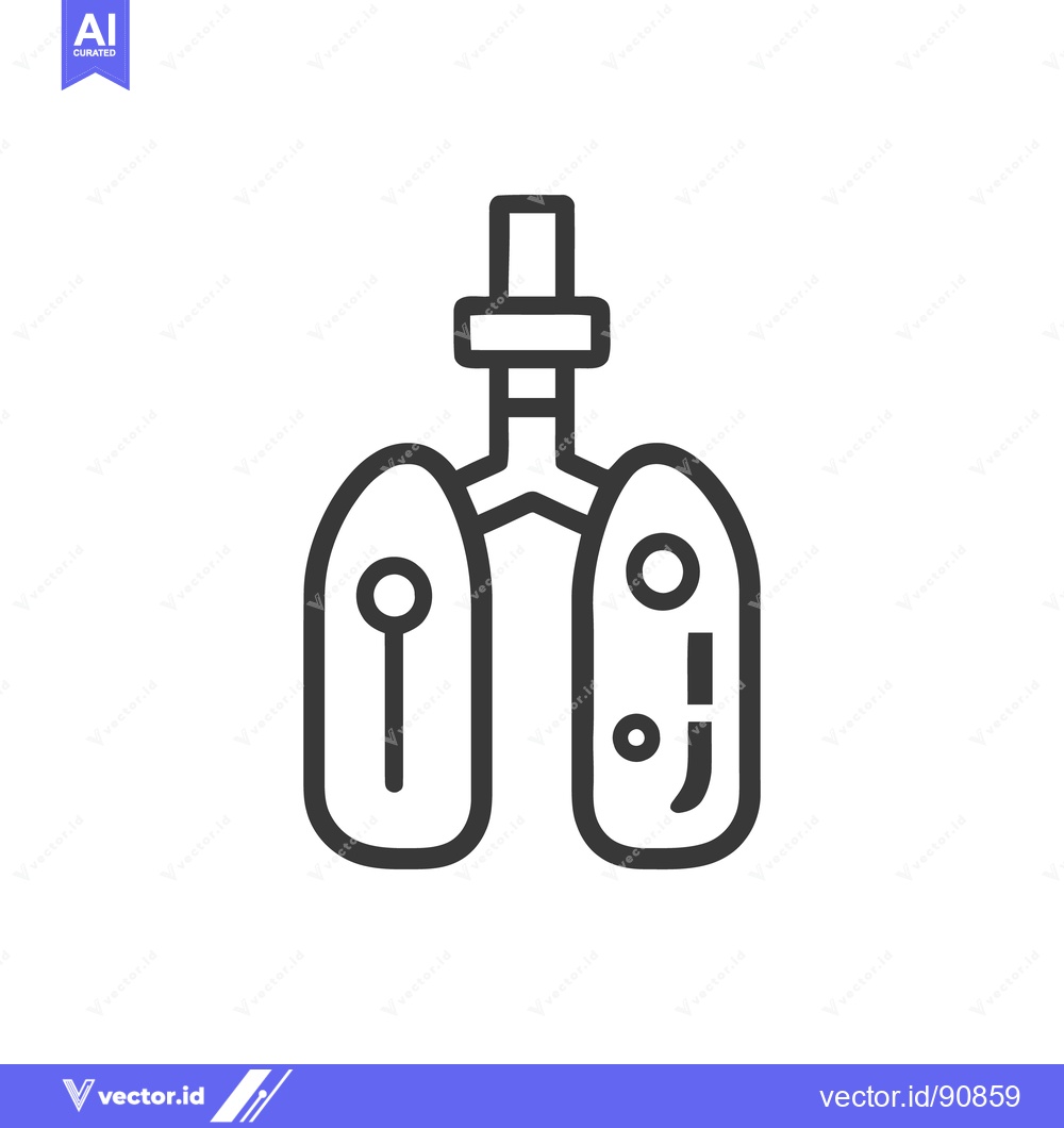 Premium Vector dari Stylized Lungs Icon with Bronchial Tree and Lung Details in Bold Outli