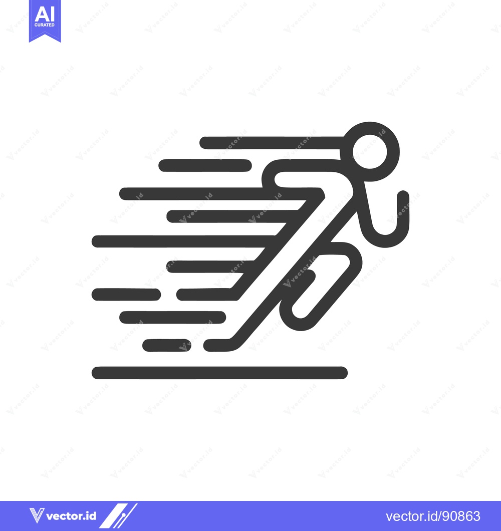 Premium Vector dari Dynamic Runner Icon: Minimalist Motion Graphic with Speed Lines and Bo