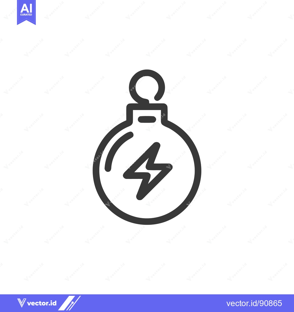Premium Vector dari Minimalist Icon of Energy Bomb with Lightning Bolt Symbol on White Bac