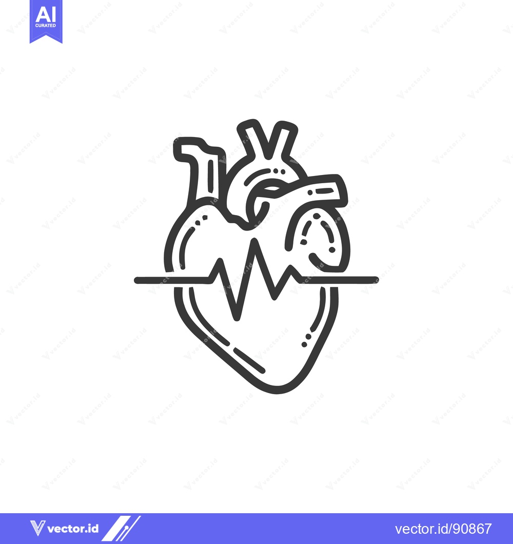 Premium Vector dari Heartbeat Graphic: Stylized Human Heart with ECG Line Illustration