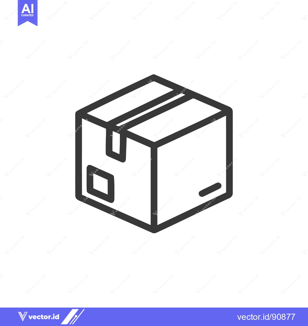 Premium Vector of Minimalist Outline of a Cardboard Box, Isometric View, White Backgroun