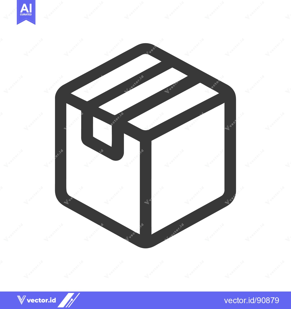 Premium Vector dari Minimalist Box Icon: Dark Gray Outline on White Background, Isometric