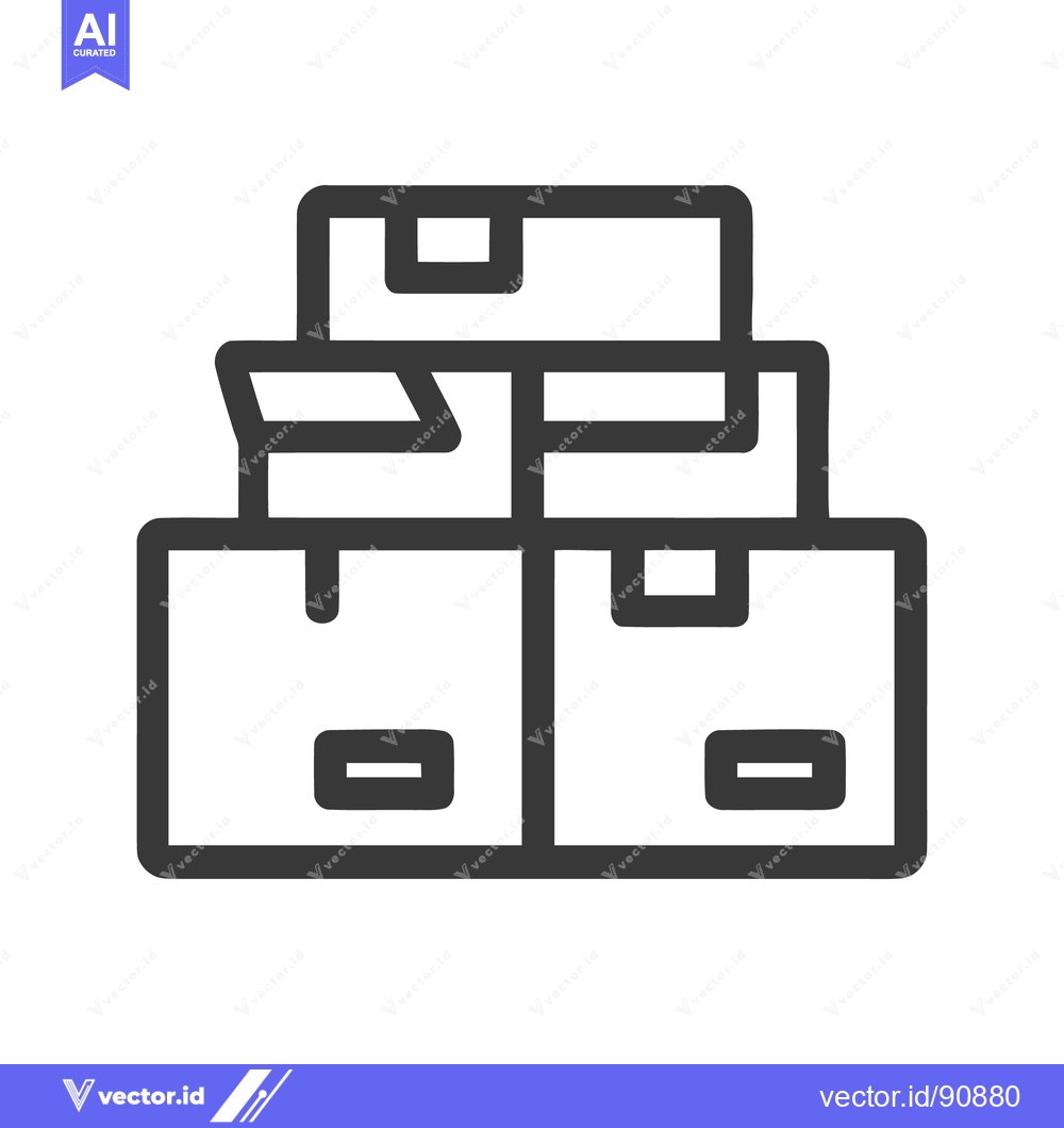 Premium Vector of Stacked Cardboard Boxes Icon: Minimalist Outline for Delivery and Stor