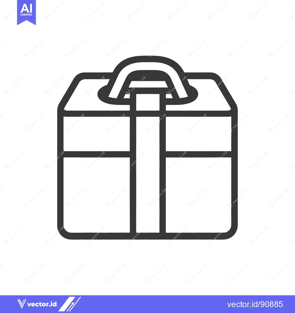 Premium Vector of A simple outline drawing of a gift box with a handle