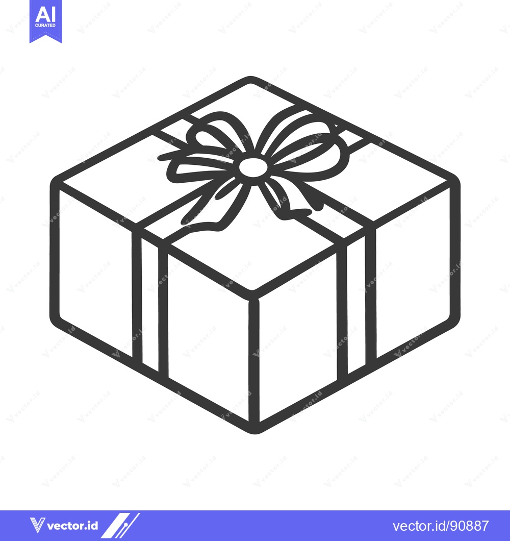Premium Vector of A simple outline drawing showing a wrapped gift with a bow