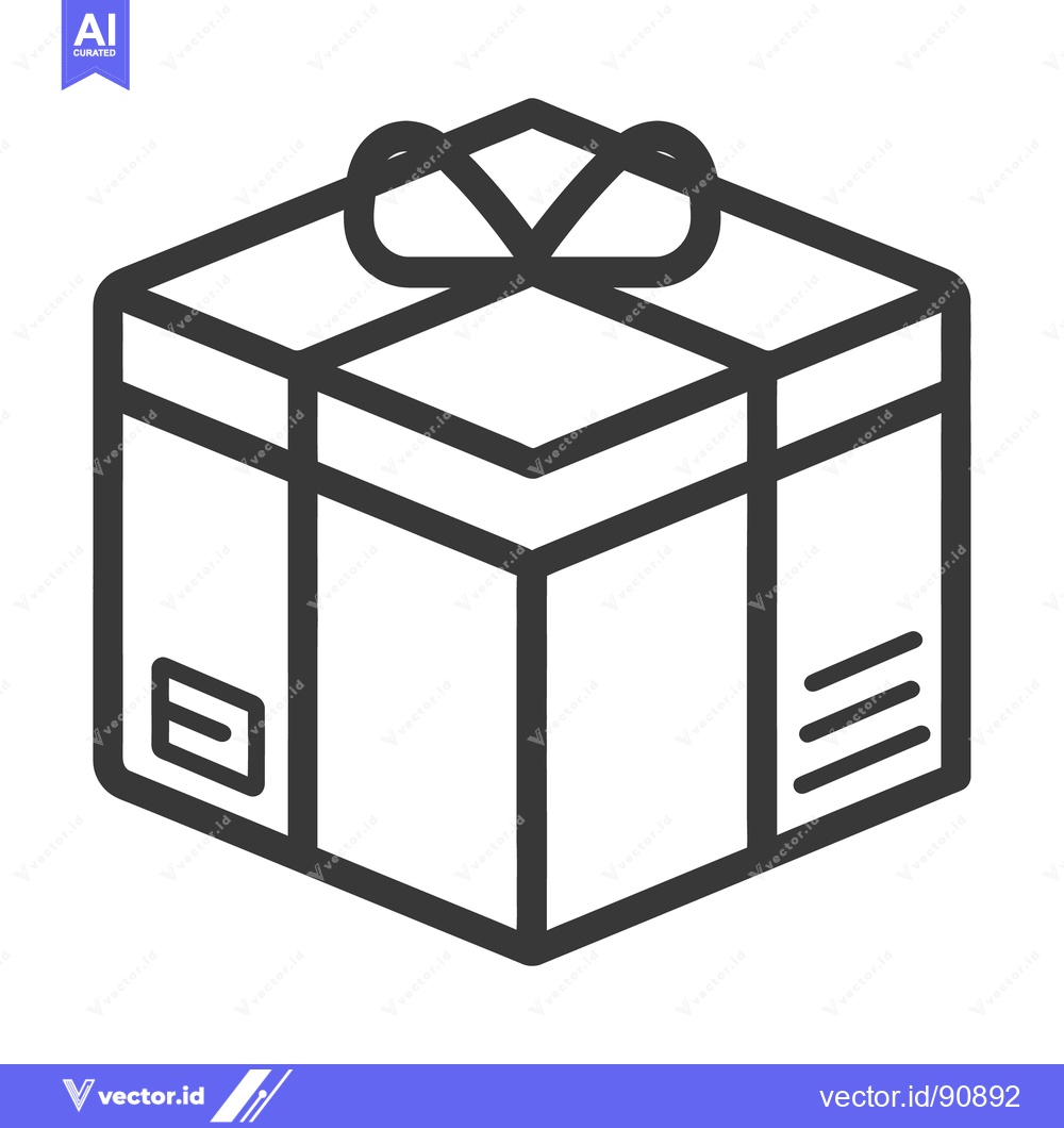 Premium Vector of A simple line drawing of a gift box with a bow