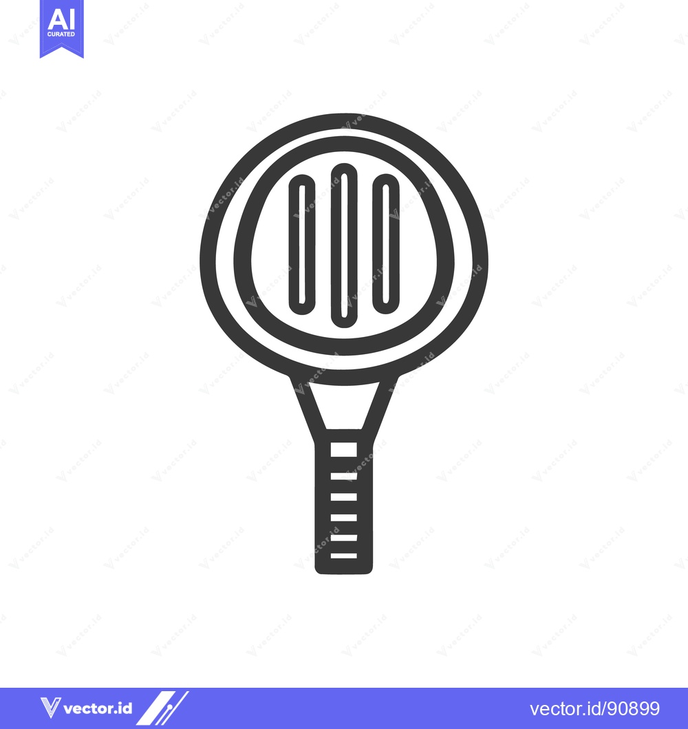 Premium Vector dari Minimalist Tennis Racket Icon with Bold Outline and Clean Design