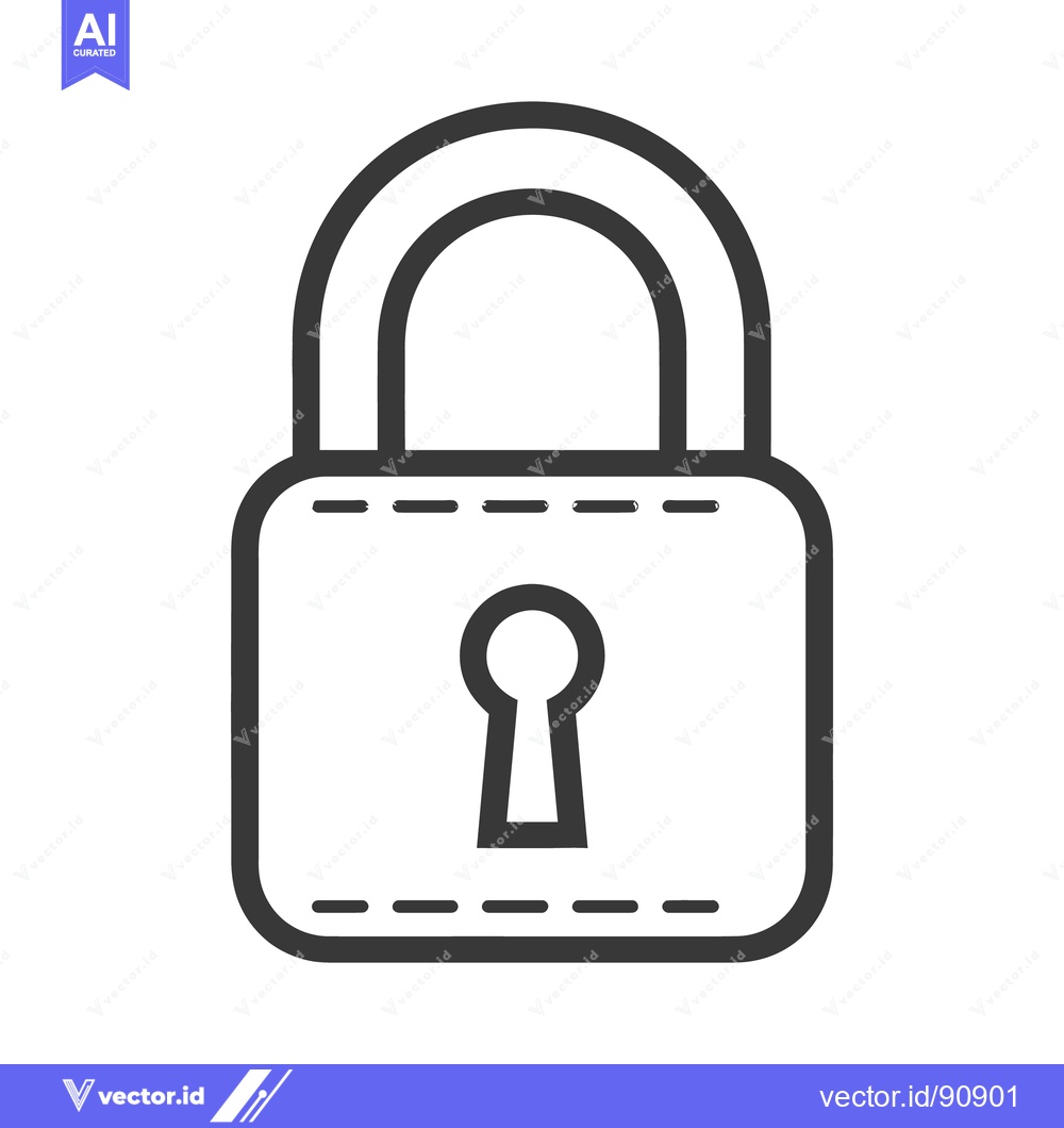 Premium Vector of A simplistic graphic illustration of a closed metal padlock security l