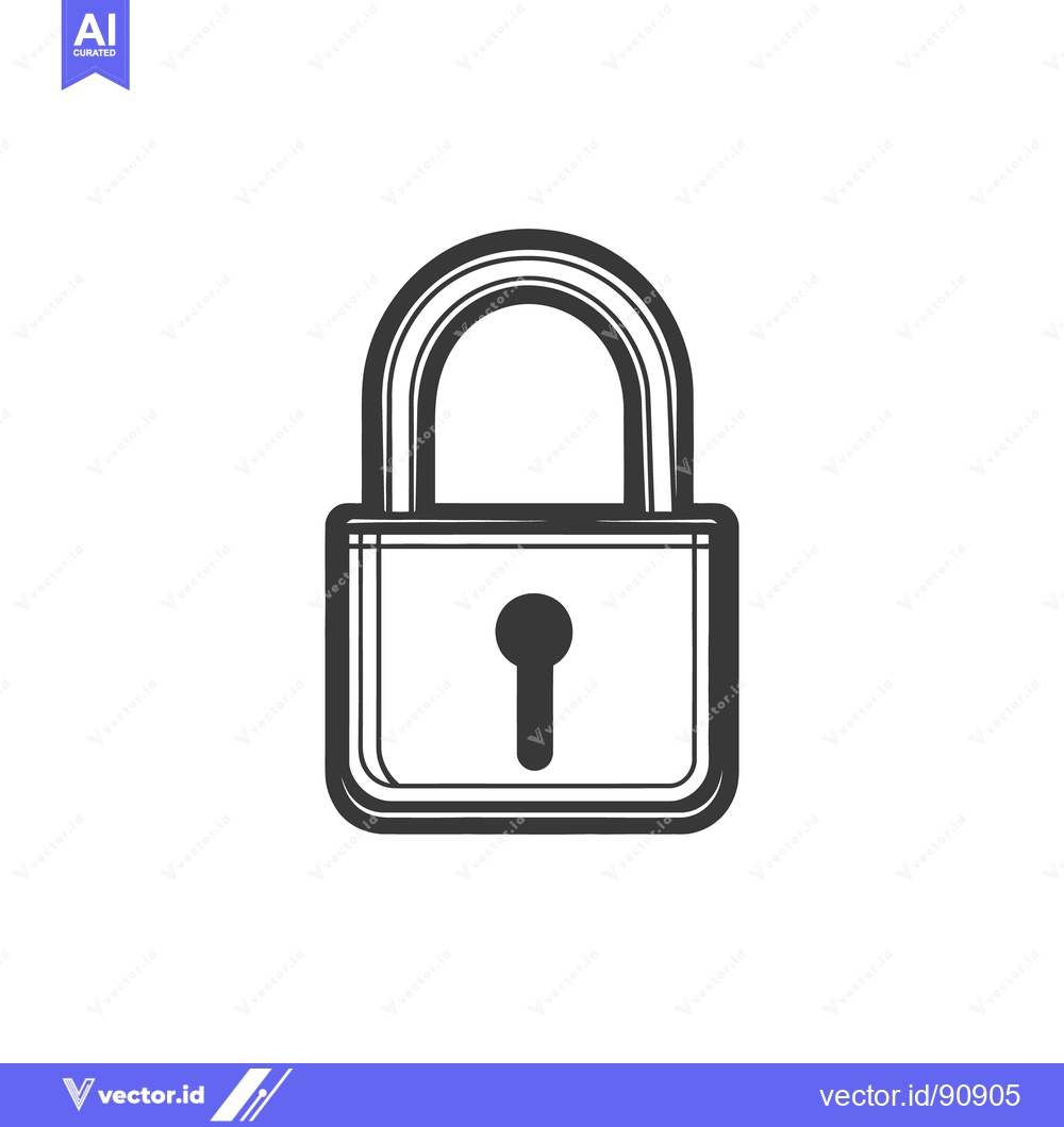 Premium Vector dari A Simple Black and White Illustration of a Padlock
