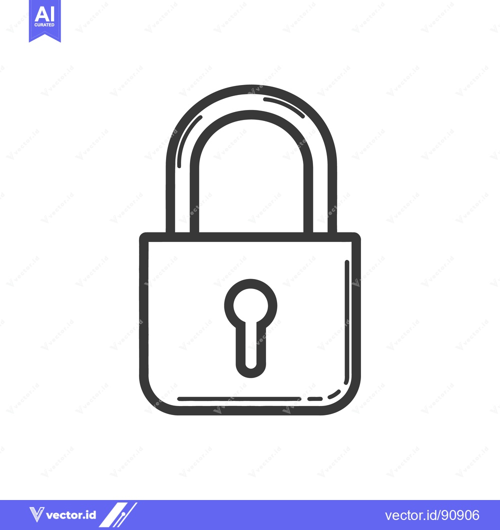 Premium Vector of A Simple Outline Drawing of a Secure Padlock Symbol