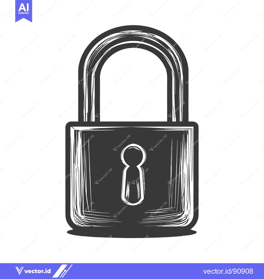 Premium Vector of Simple black and white depiction of a padlock symbol
