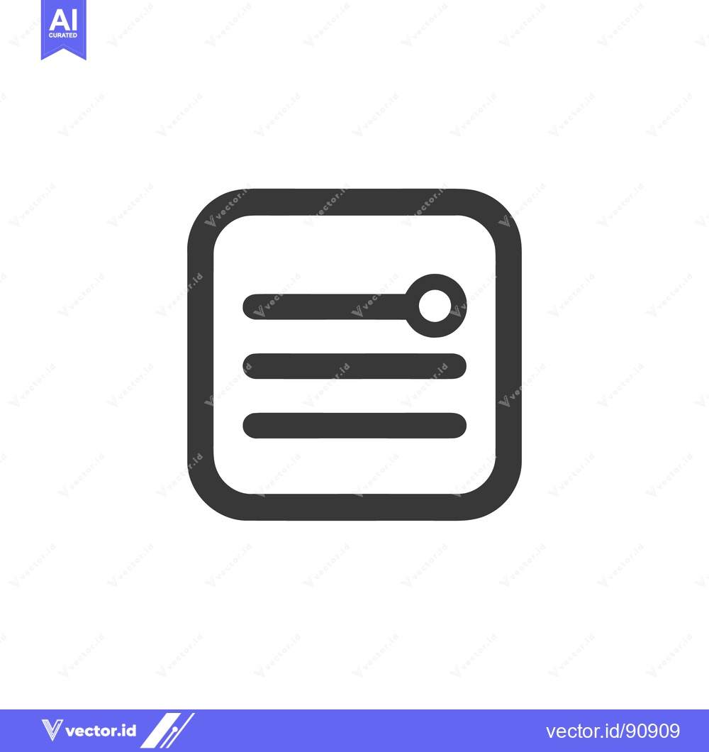 Premium Vector dari Settings Icon: Dark Gray Rounded Square with Horizontal Lines and Slid