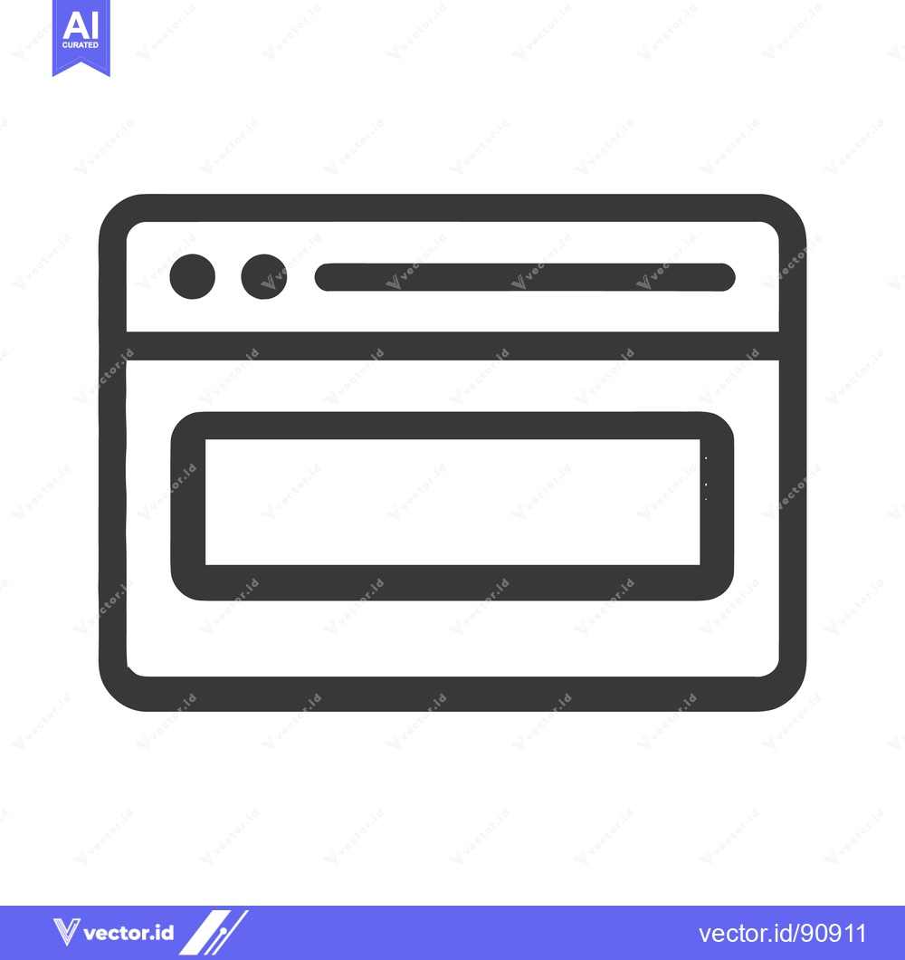 Premium Vector dari Browser Window Icon: Minimalist Design with Rounded Corners and Contro
