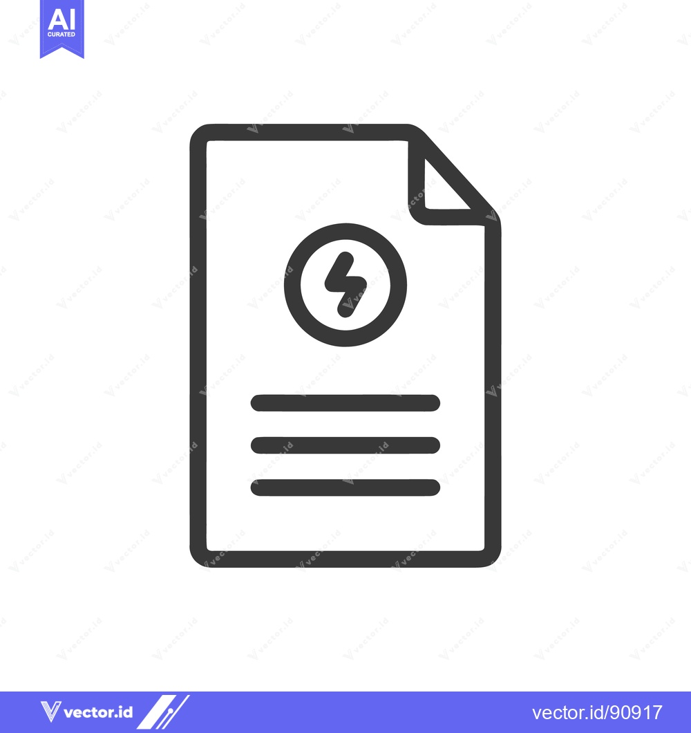 Premium Vector of Electricity Bill Icon: Minimalist Design with Bold Lightning Symbol on