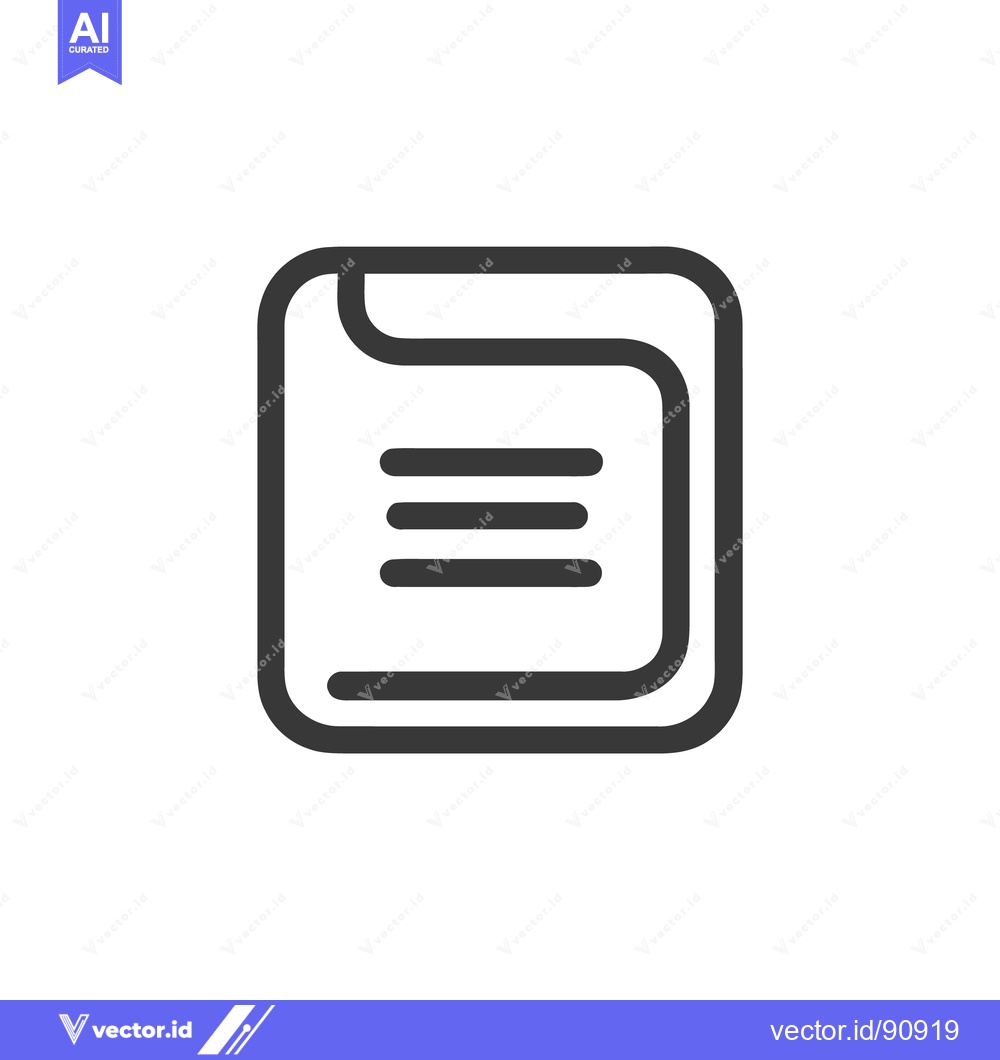 Premium Vector dari Document Icon with Rounded Corners and Three Lines, Dark Gray on White