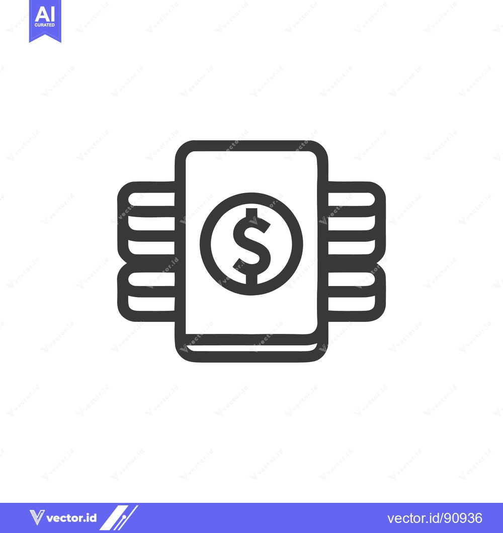 Premium Vector dari Stacked Dollar Coins Icon: Financial Wealth and Investment Symbol