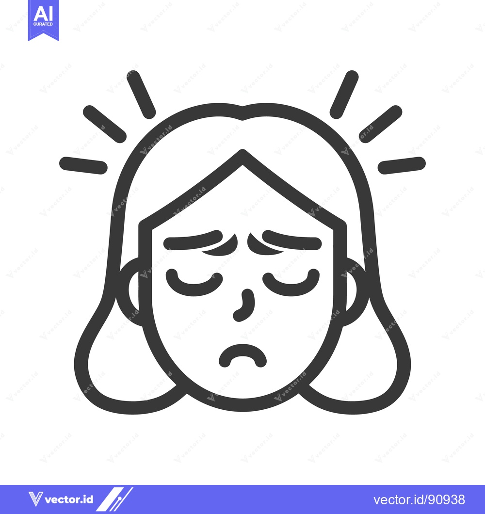 Premium Vector of A woman with closed eyes looking sad suffering from headache