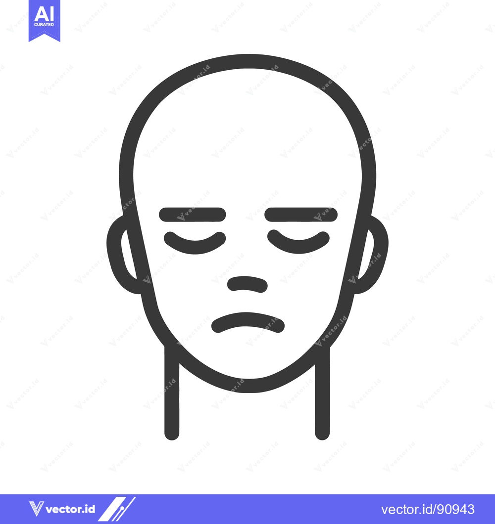 Premium Vector dari A Simple Illustration Depicting a Tired Face with Closed Eyes