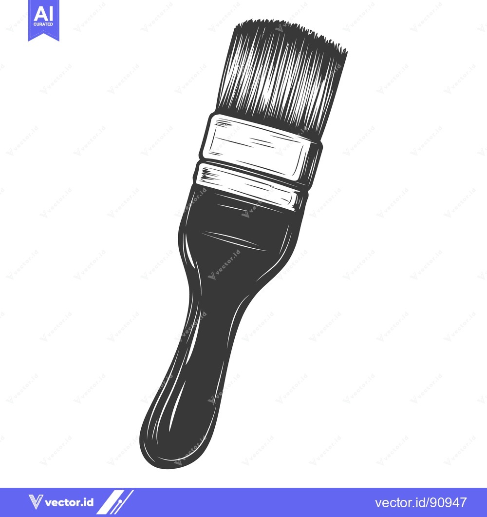 Premium Vector of A monochrome illustration of a brush used for painting