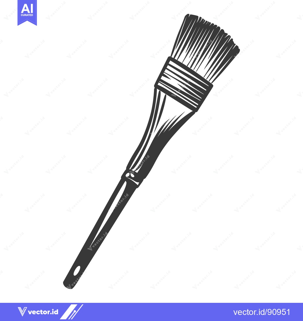 Premium Vector of A single paint brush depicted in black and white